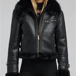 Generation Love Jude Vegan Fur Shearling Combo Black Jacket. NWT. $228.